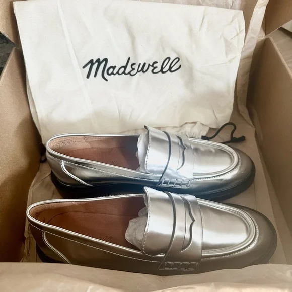 Madewell Penny Loafers in Silver Sz 6.5 - Picture 7 of 7